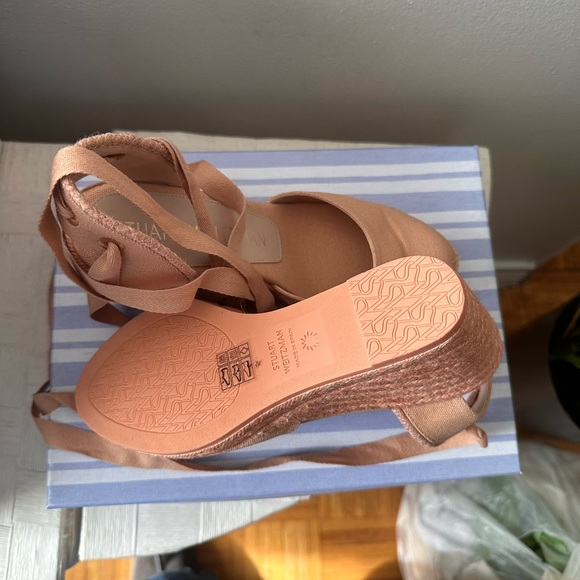 Stuart Weitzman Peach Marguerita Espadrille Wedges - Picture 10 of 11